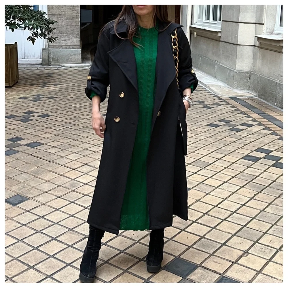 #41 Made in France Fabulous Spring Belted Trench Coat jacket - Picture 10 of 10